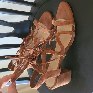 Saks Fifth Avenue brown wrap strappy sandals